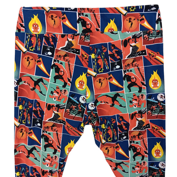 LulaRoe The Incredibles Leggings Orange and Blue Graphic Size TC2 - Picture 3 of 7